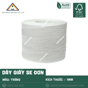Dây giấy se đơn màu trắng kích thước từ ø1mm
