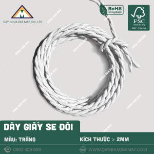 Dây giấy se đôi màu trắng kích thước từ 2mm