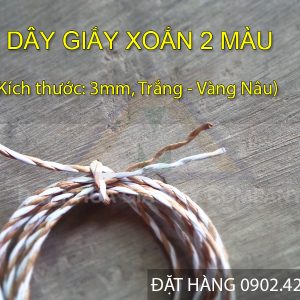 dây giấy xoắn 2 sợi vàng nâu - trắng