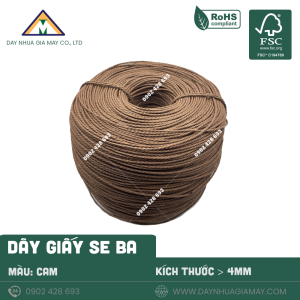Dây giấy se 3 sợi màu coffee kích thước 4mm