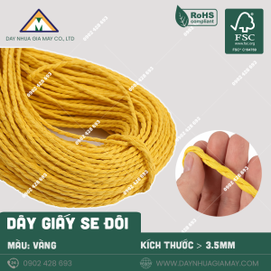 Dây giấy se đôi màu Vàng kích thước từ 3.5mm