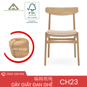 Dây giấy xoắn 3 đan ghế gỗ CH23