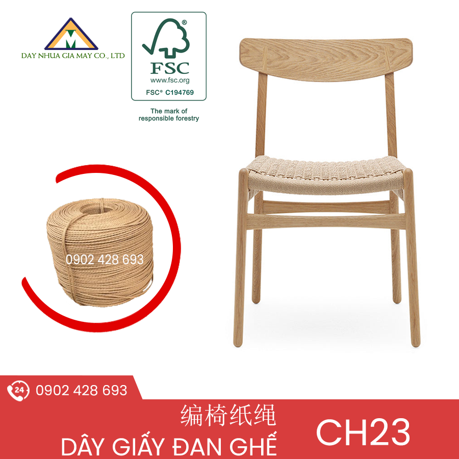 Dây giấy se 3 sợi đan ghế Wegner 2 day giay xoan 3 soi dan ghe 1