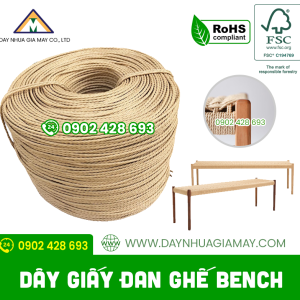 Dây giấy se 3 vàng nâu đan ghế Bench