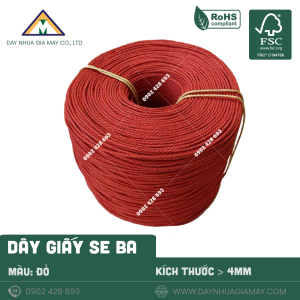 Dây giấy se 3 màu đỏ kích thước 4mm