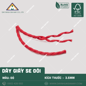 Dây giấy se đôi màu Đỏ kích thước từ 3.5mm