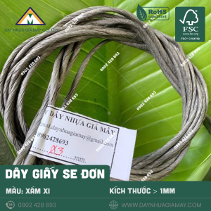 Dây giấy se đơn màu xám xi 3mm