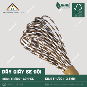 Dây giấy se đôi 2 màu Trắng - Coffee
