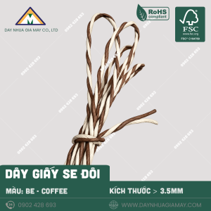 Dây giấy se đôi 2 màu vàng be - coffee