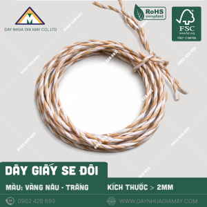 Dây giấy se đôi 2 màu vàng nâu - trắng