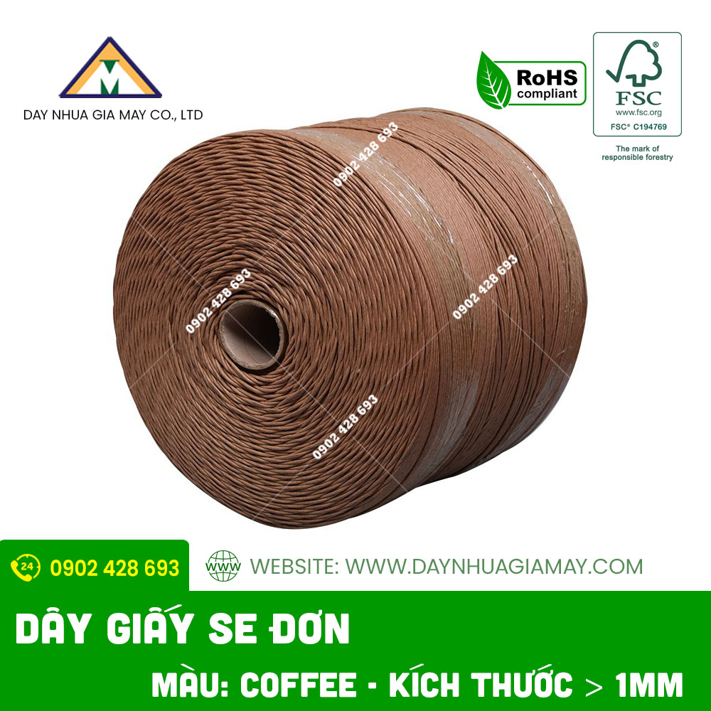 Dây giấy se đơn màu coffee ø2.5mm 2 day giay se don mau coffee o2 5mm