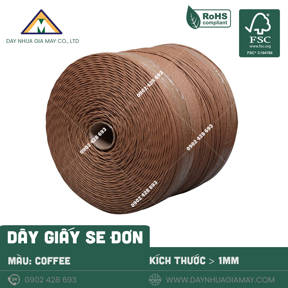 Dây giấy se đơn màu coffee ø2.5mm 1 Dây giấy se đơn màu coffee ø2.5mm
