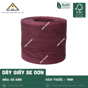 Dây giấy se đơn màu đỏ sẫm kích thước từ ø1mm