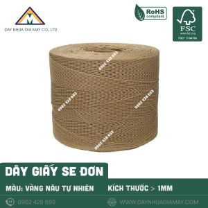 Dây giấy se đơn màu vàng nâu tự nhiên kích thước từ 1mm