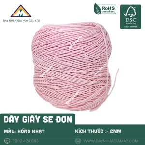Dây giấy se đơn màu hồng nhạt kích thước từ 2mm